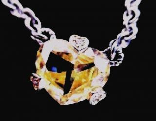 JUDITH RIPKA CANARY HEART 18K GOLD STERLING DIAMOND PENDANT NECKLACE W/GIFT BOX 3