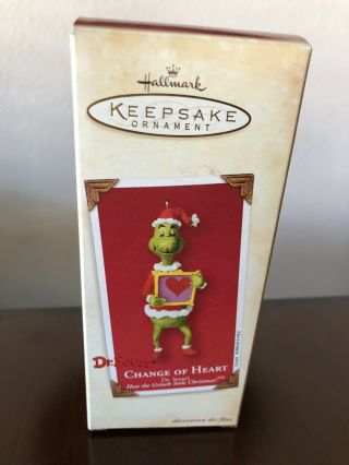 Hallmark Keepsake 2002 The Grinch “change Of Heart” Ornament Dr.  Seuss