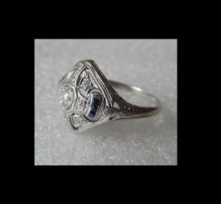 Vintage ART DECO PLATINUM Filigree DIAMOND Ring sz 6 1/2 NO - Reserve 3