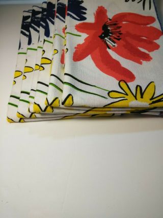 Set Of 6 Vintage Vera Neumann Cotton Napkins Mod Floral 15 " X15 Square Wow