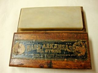 Vintage Translucent Hard Arkansas Oil Stone 4 3/4 " X 1 7/8 " X 7/8 " In Wood Box