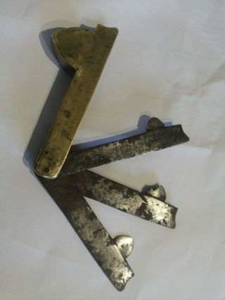 Vintage Brass & Steel Blood Letting Fleam Medical Triple Blade - 3 Blades - 9cm