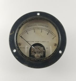 Vintage Weston Electrical Instrument Co.  Ammeter Model 301 Gauge/meter
