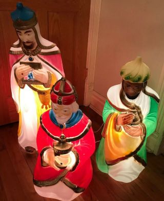 Vtg Empire Illuminated Three Magi Wisemen Blow Mold Christmas Nativity 1369 Usa