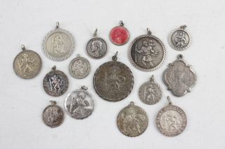 15 X Vintage.  925 Sterling Silver Religious Pendants Inc.  Enamel (74g)