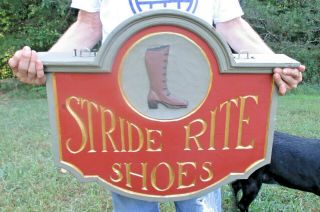 Antique/vintage Double - Sided Stride Rite Sign Solid Wood Hand Carved & Painted