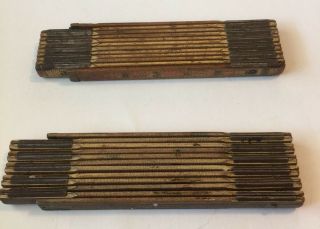 2 Wood Lufkin Usa Folding Tape Measurer Rulers 72 " 6 Foot Usa