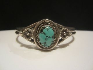 Native Vintage Pawn Navajo Sterling Silver Turquoise Cuff Bracelet Signed