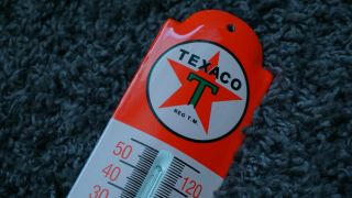 Vintage Texaco Gasoline Porcelain Gas Oil Thermometer Sign Pump Plate Texas