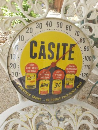 Vintage Casite Smooth Engine Motor Oil Gas Station Thermometer