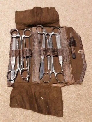 Antique Fold - Up Traveling Surgical Instrument Set,  With Case,  1918 - 50 