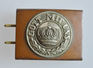 Authentic Vtg Wwii Ww2 Gott Mit Uns Brass German Belt Buckle Crown Iron Cross