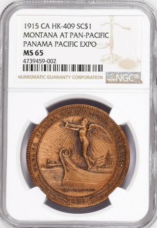 1915 Panama Pacific Expo Montana Medal,  Sh 18 - 20,  Hk - 409,  Ms65 Ngc,  Ppie Token