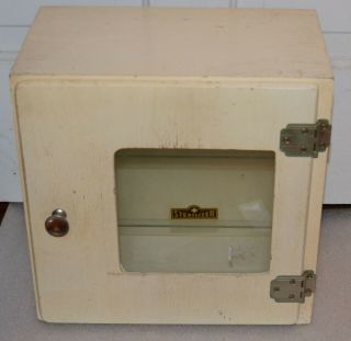Vintage Wood Sterilizer Cabinet W/ 2 Glass Shelves Palco Mfg Co.  Belvidere Il