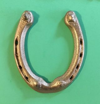 Lucky Golden Horseshoe Real Metal Wall Hanging Good Luck Horse Shoe Vintage