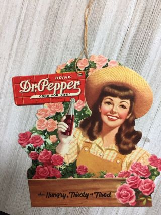 Vintage Dr Pepper Cardboard Fan Pull Rare