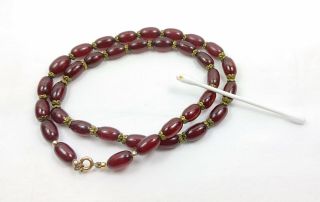 Art Deco Cherry Amber Bakelite Faturan 35 Bead Necklace 23g