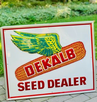 Vintage Dekalb Winged Ear Seed Dealer Advertising Sign.  1950’s? Con.