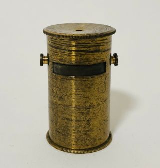 Good Antique Brass Cylinder Pocket Microscope Florascope Botanist Naturalist