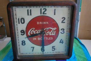 Vintage Authentic Coca - Cola Clock,  1939,  Metal & Wood - Rare Coke -