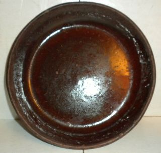 19th Century Redware Pie Dish Ex,  8 1/4 Inch Diameter Inch
