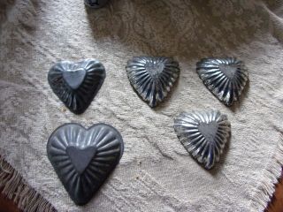 Set Of Antique/vintage Tin Heart Molds