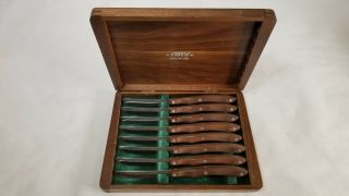 Vintage Cutco 1059 8 - Knife Set Of Steak Knives Serrated W/ Walnut Box