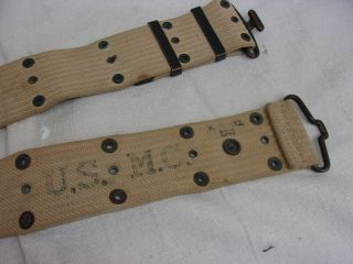 WW2 USMC M1912 Pistol Belt - - Well Marked and 1940 Dated 3