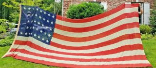 Antique Huge (20ft x 10 ft) 1870s 37 Star American Flag USA for Building/Fort 2