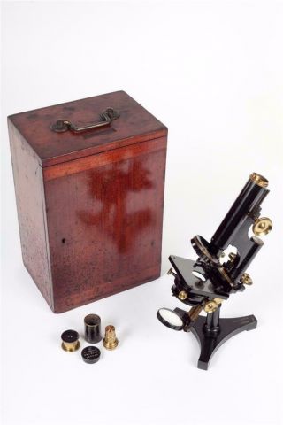 Vintage C1900 " R & J Beck,  London  13651 " Brass Microscope With Case 21