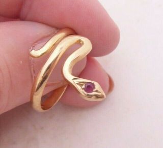 14ct Gold Ruby Snake Ring,  14k 585