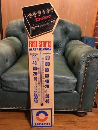 Delco Battery Advertising Sign Thermometer