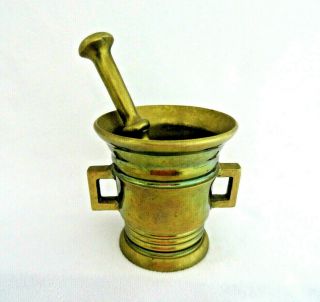 Vintage Brass Mortar & Pestle Apothocary Medicine Herbs Crusher