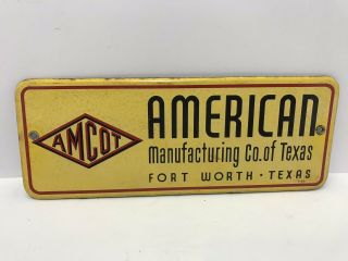 Vintage American Manufacturing Co.  Of Fort Worth Texas Porcelain Sign One Sided