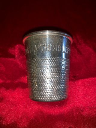 Vintage Just A Thimbleful P.  H.  V Co 2oz Shot Glass Cup Thimble Full