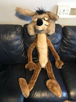 Vtg Mighty Star Large Wile E Coyote Warner Bros Plush Stuffed Doll 1971 43”