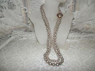 Divine Long 2 Strand Miriam Haskell Baroque Pearl Floral Necklace