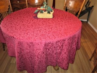 Cranberry Red Majenta Table Cloth Damask 80x60 Perfect For Christmas