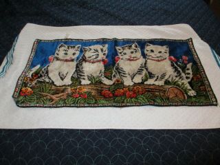 Vintage Cats Blue Eyes Tapestry Wall Hanging Made In Italy 39x19