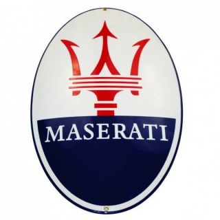 Enamel Plaque Maserati 32,  5x50 Cm - 10 Ys Collectable Sign Logo Emblem
