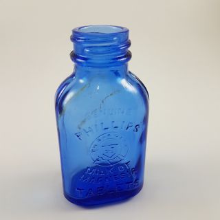 Nicely Colored Cobalt Blue Milk Of Magnesia 3 1/2 " Small Size Bottle Twist Top