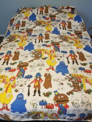 Vintage Mcdonalds Ronald Mcdonald 1976 Twin Bedspread Blanket Comforter Bedding