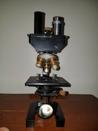 Antique Bausch & Lomb Binocular Microscope Pat 