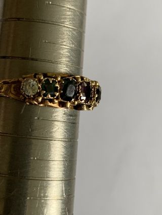 Charming Victorian 15ct Gold ‘ Dearest ‘ Gem Stone Set Ring - Circa 1890