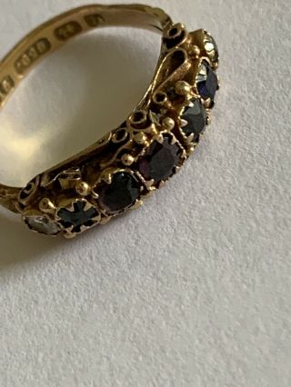 Charming Victorian 15ct Gold ‘ DEAREST ‘ Gem Stone Set Ring - Circa 1890 3
