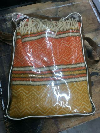 Vtg Faribo Pak - A - Robe Gold/orange Wool Blanket Usa