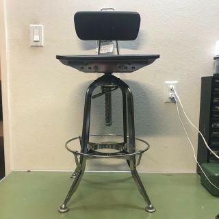 Restoration Hardware Toledo Drafting Chair Retro Stool Vintage Dark Brown