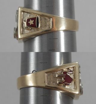 10 Karat Yellow Gold Enameled Shriners Masonic Diamond Ring Size 9 1/4 10K F0592 3