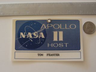 Apollo XI (11) Host Badge/Pass Laminated with Clip NASA 1969 2