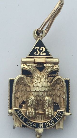 Vintage Scottish Rite 32 Degree/shriner 14k Gold Masonic Trifold Fob 10 Grams